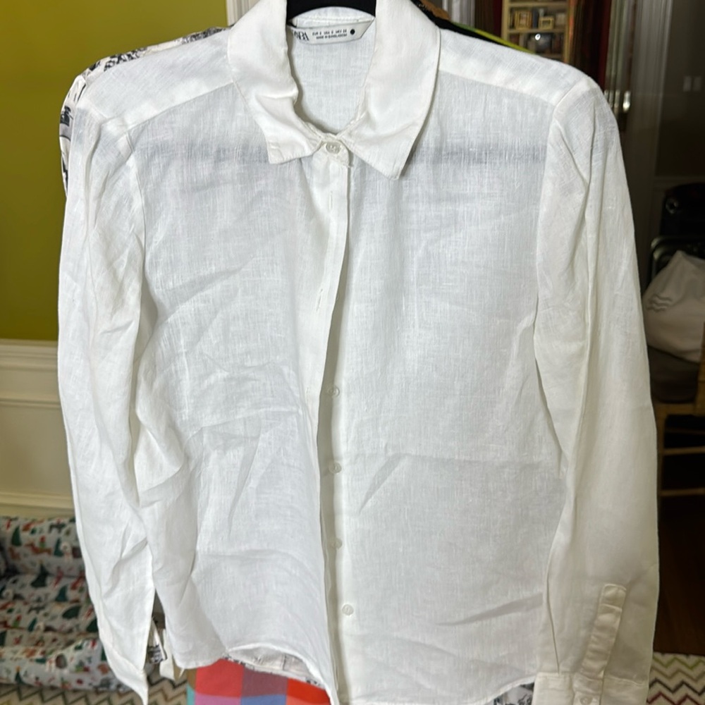 Zara Linen Button Up Blouse - Picture 1 of 2